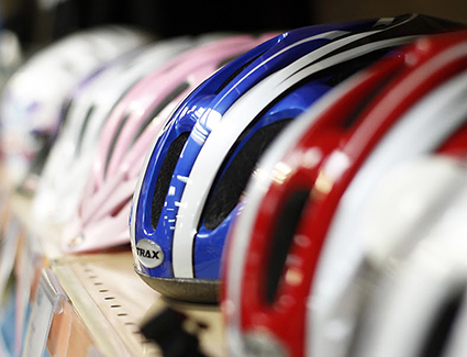 Helmets On Shelf